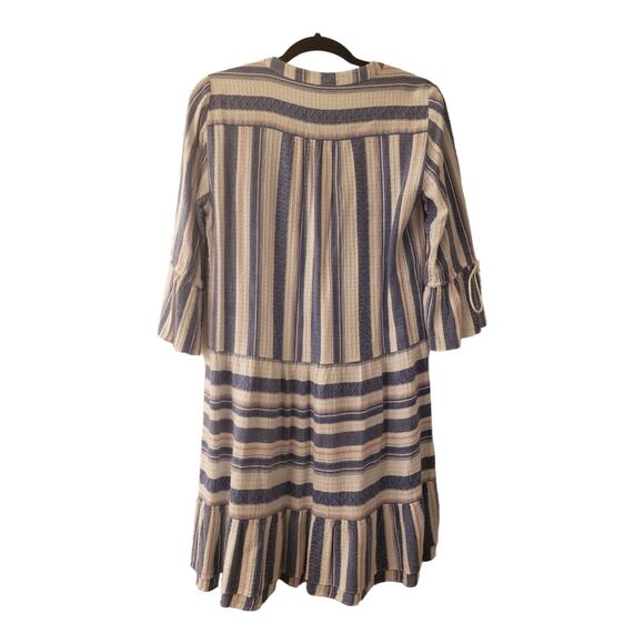 Moliin Copenhagen Thali Striped Dress Viscose Tiered V Neck Blue White Medium - Picture 4 of 12